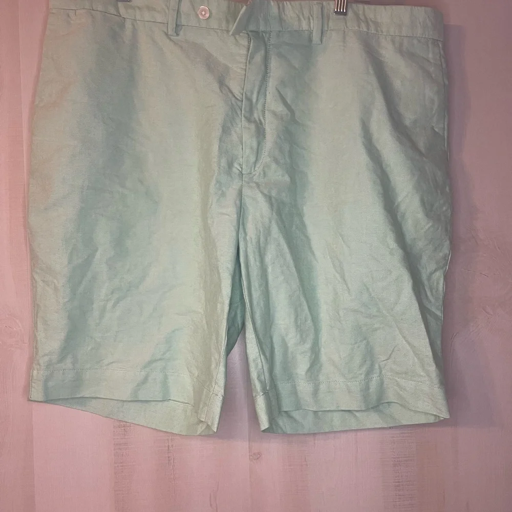 Polo Ralph Lauren mint green flat front cotton shorts 10 inch‎ inseam size 40